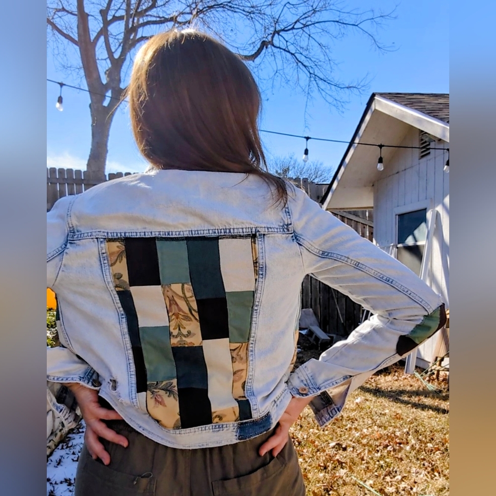 Patchwork Denim Jacket. Small. Upcycled Handmade.